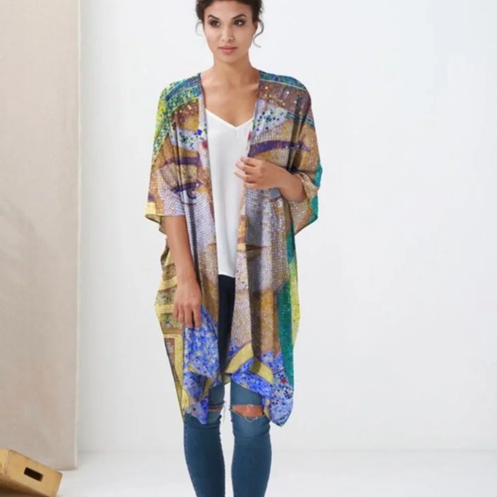 NWT Sheer Wrap, Tunisian Mosaic by Noora Elkoussy for Shop Vida SIZE-REGULAR - Picture 3 of 8